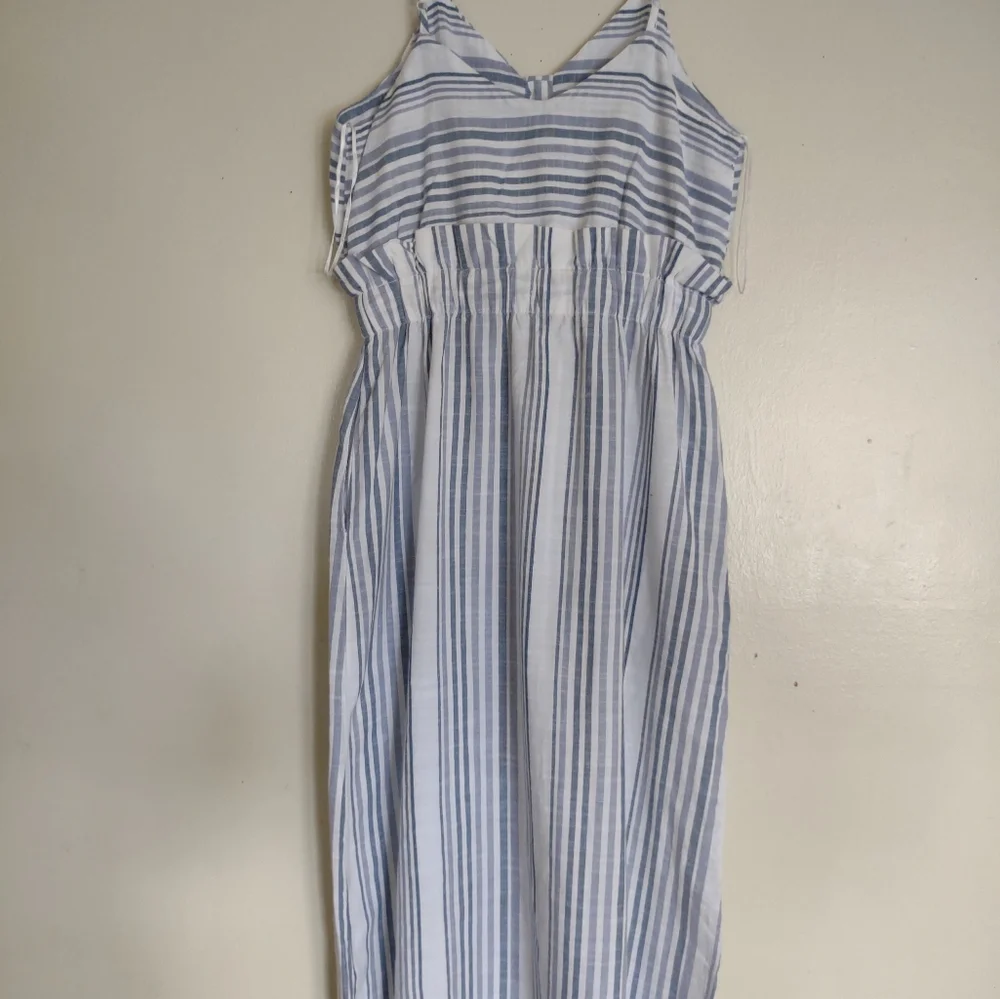Japna Blue & White Striped Spaghetti Strap Dress Size M - Picture 2 of 11